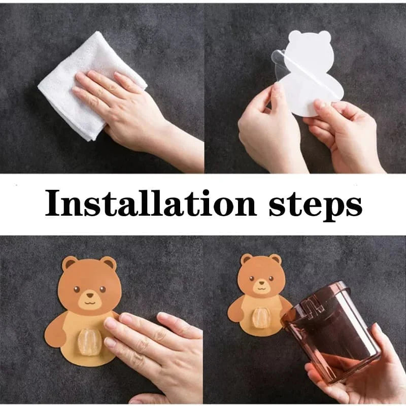 Bear Toothbrush Holder Cup Wall Mounted Stornfield
