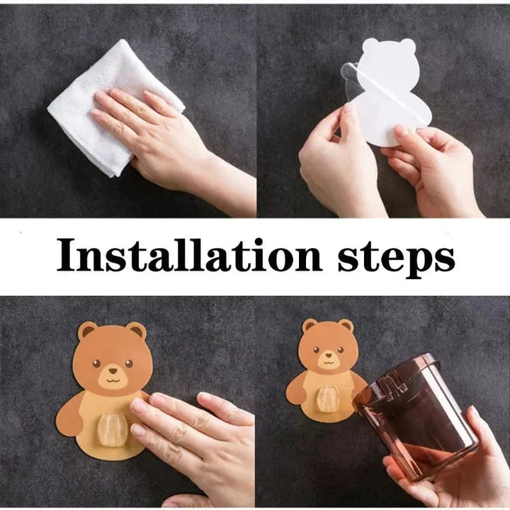 Bear Toothbrush Holder Cup Wall Mounted Stornfield