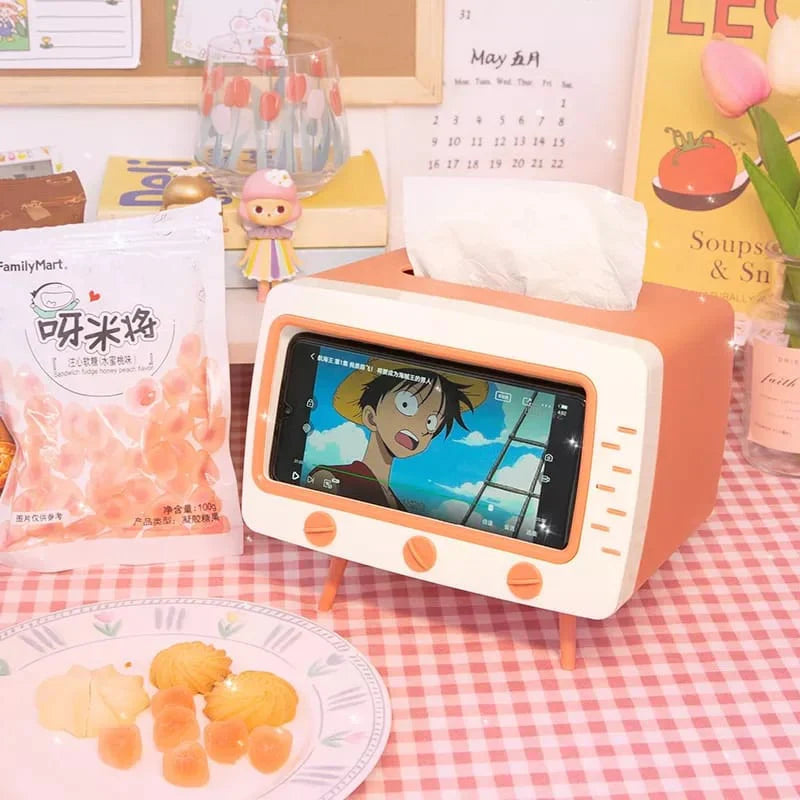 Creative TV Tissue Box Holder With Phone Holder Stornfield