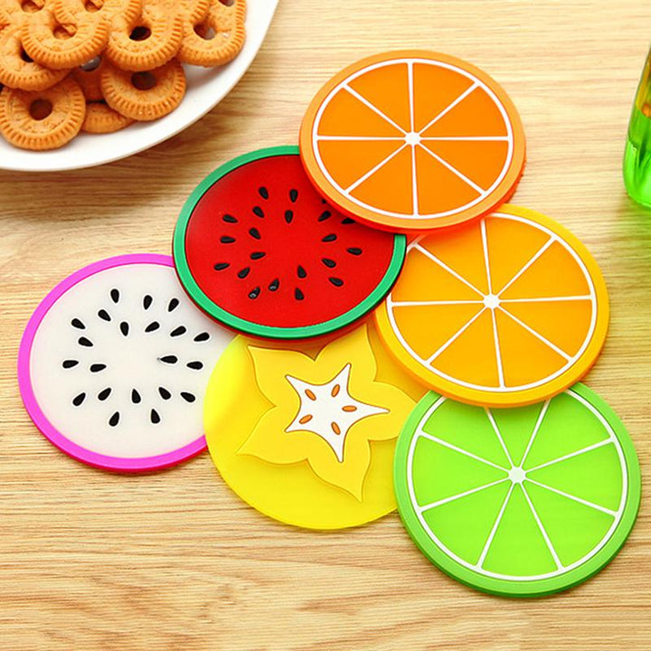 6 pcs Colorful Silicone Fruit Coaster Tea Cup Mat Stornfield