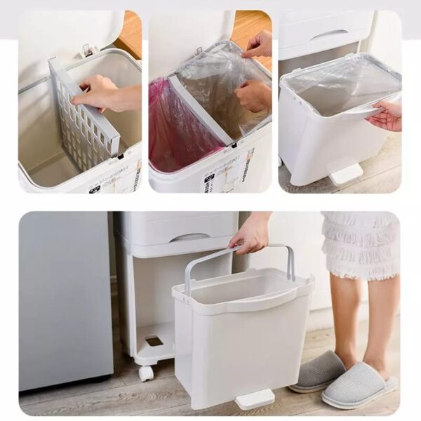 3-Layer Storage Dustbin With Wheels 42L Stornfield