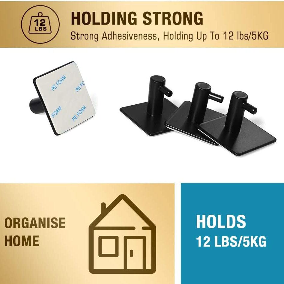 Stornfield | 4-Pack: Durable and Heavy-Duty 304 Stainless Steel Wall Hooks