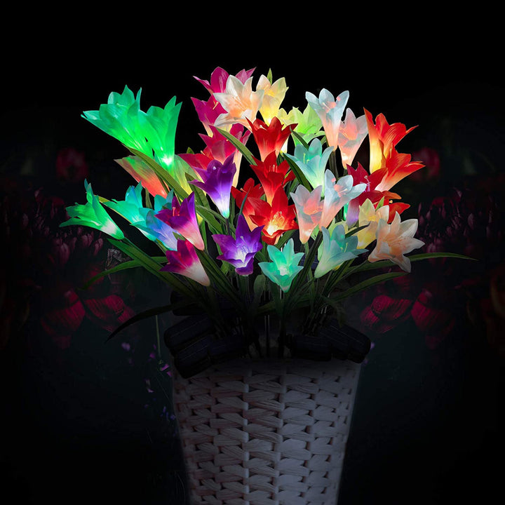 Stornfield | 4-pack: Solar Garden Lights with Color Changing & 16 Larger Lily Flowers