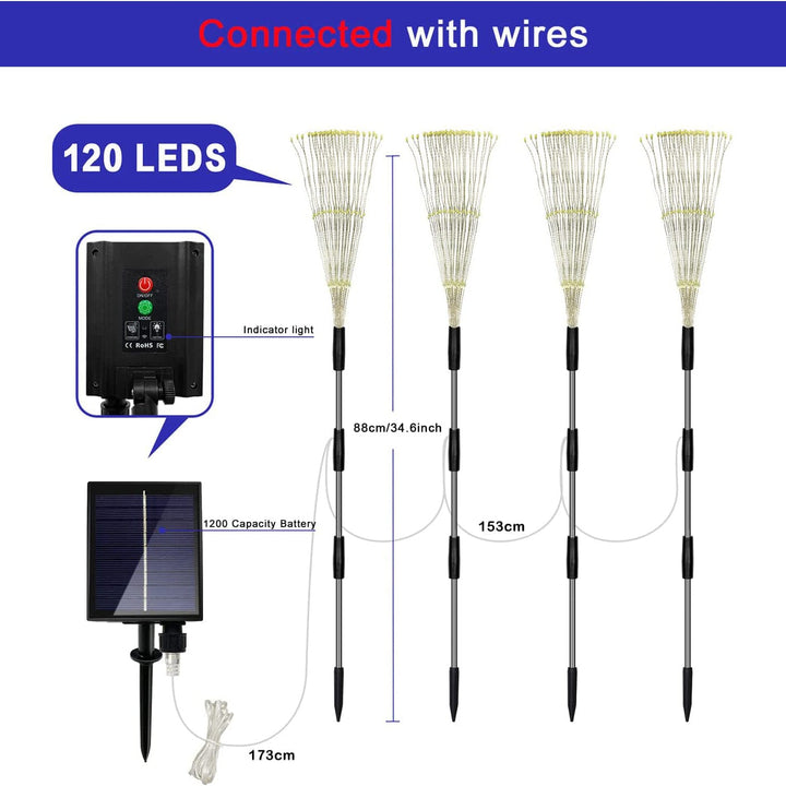 Stornfield | 4-Pack: Outdoor Solar Lights, Warm White Garden Lights