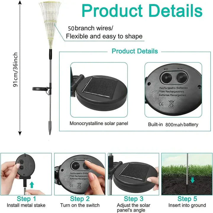 Stornfield | 4-Pack: Outdoor Solar Lights, Warm White Garden Lights