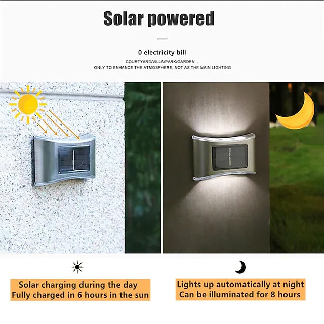 Stornfield | 4-piece: 6 LED Waterproof Outdoor Solar Wall Lights