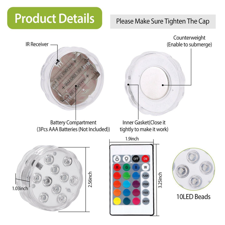 Stornfield | 4-Piece: Underwater RGB LED Lights