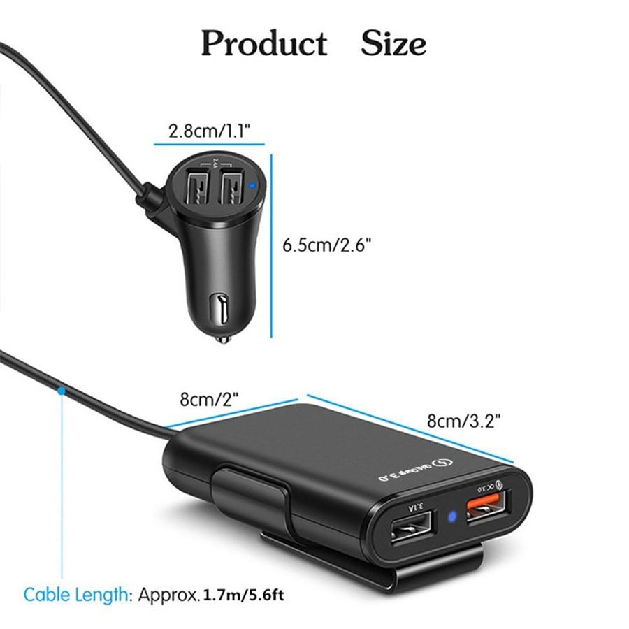 4-Port USB Car Charger with Extension Cable | Stornfield