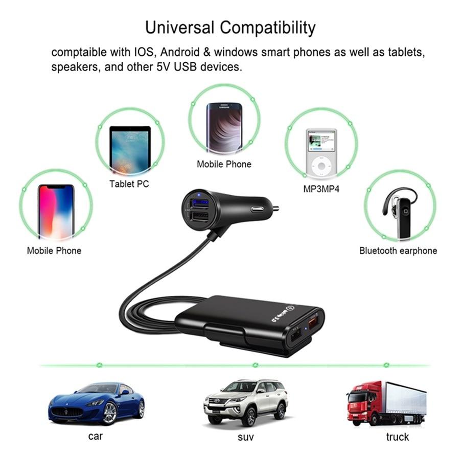 4-Port USB Car Charger with Extension Cable | Stornfield
