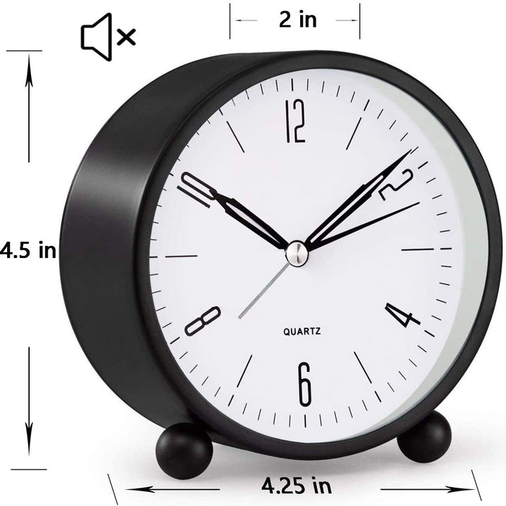 Stornfield | 4" Super Silent Non-Ticking Analog Clock with Nightlight