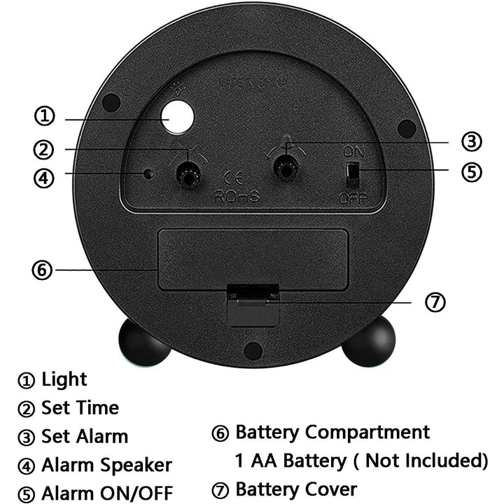 Stornfield | 4" Super Silent Non-Ticking Analog Clock with Nightlight