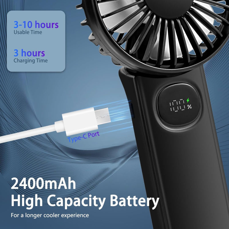 Foldable Portable Handheld Fan with LED Display | Stornfield