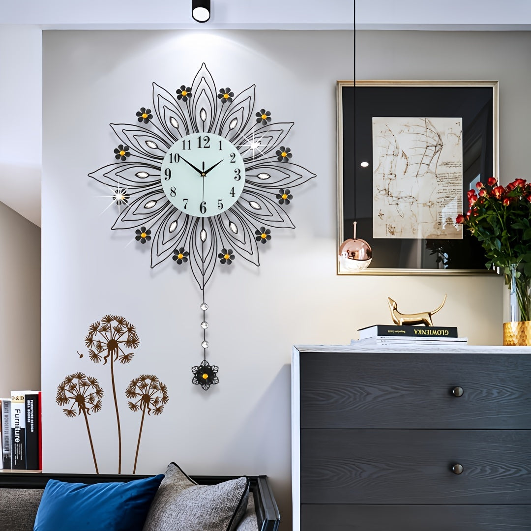 Elegant Floral Wall Clock with Luxurious Gold Accents | Stornfield