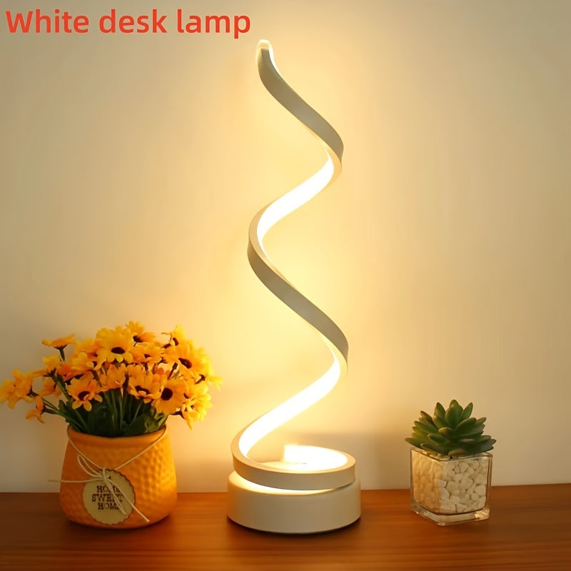Stornfield | Lampe de Table Spirale Moderne – Lampe de Bureau LED Créative avec Lumière Douce Chaude, Parfaite pour la Décoration de Chambre, de Salon et d'Étude