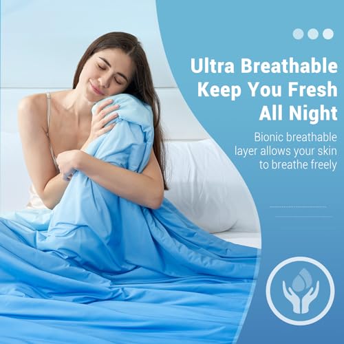 Cooling Comforter Absorbs Body Heat to Keep Cool, Double-Sided Cooling Blanket for Hot Sleepers  Cool Fabric Q-Max>0.5, Lightweight Summer Comforter Cold Blanket, Gradient Dark Blue | Stornfield