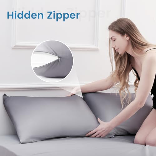 2 Pack Gray Cooling Pillowcases – Breathable, Soft, Skin & Hair Protecting | Stornfield