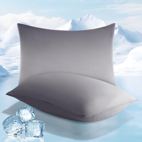 2 Pack Gray Cooling Pillowcases – Breathable, Soft, Skin & Hair Protecting | Stornfield