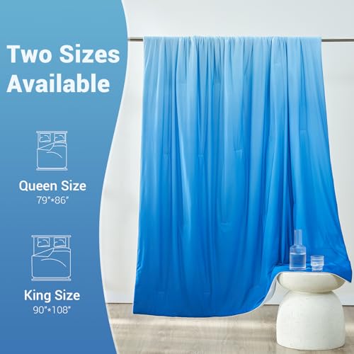 Cooling Comforter Absorbs Body Heat to Keep Cool, Double-Sided Cooling Blanket for Hot Sleepers  Cool Fabric Q-Max>0.5, Lightweight Summer Comforter Cold Blanket, Gradient Dark Blue | Stornfield
