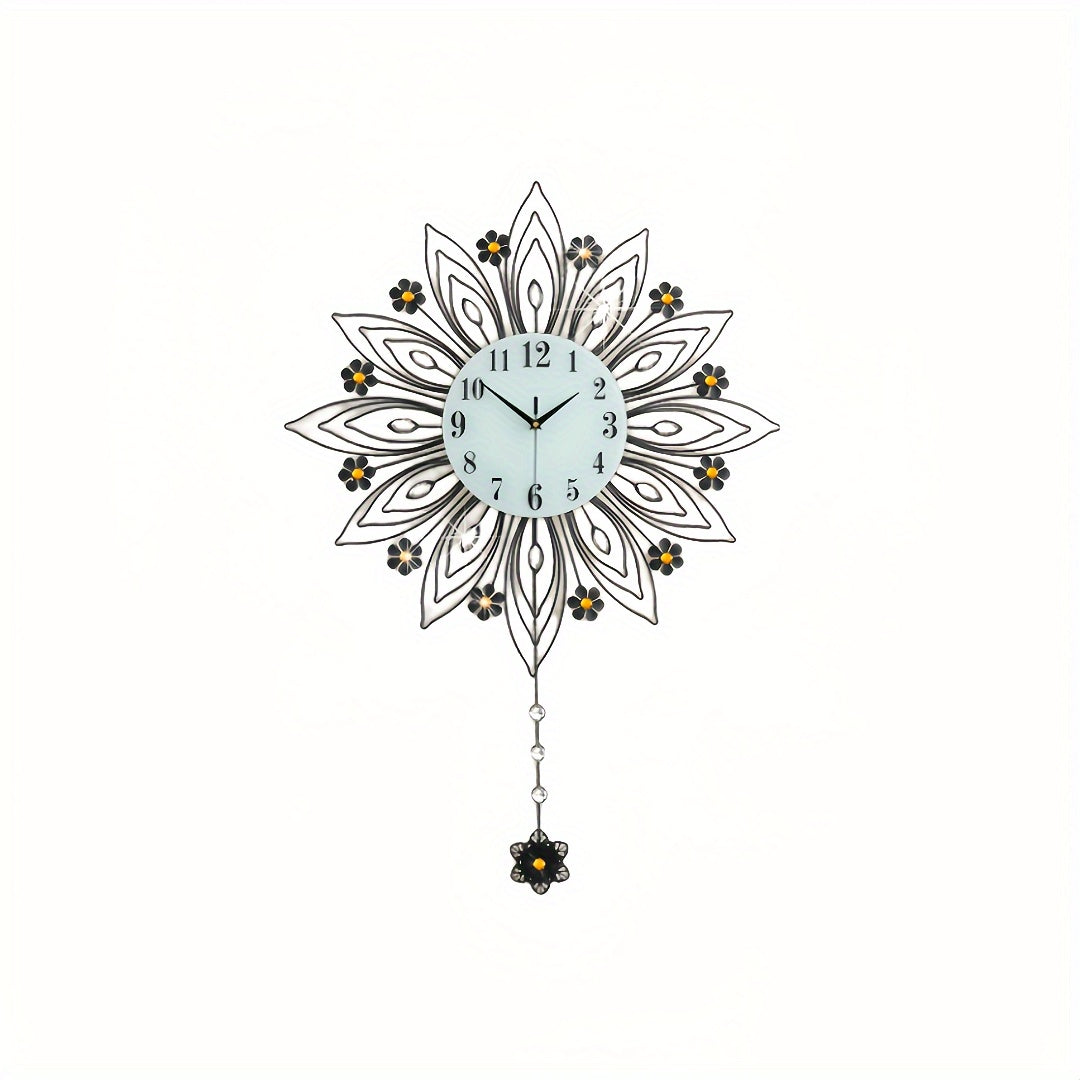Elegant Floral Wall Clock with Luxurious Gold Accents | Stornfield