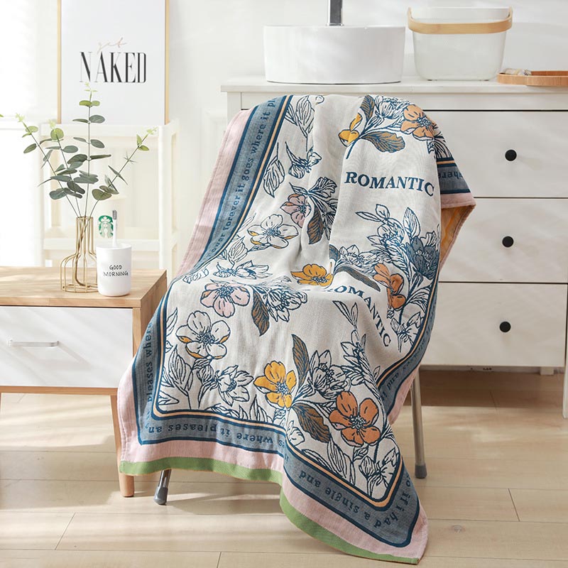 Flower Mixed Color Reversible Cotton Bath Towel | Stornfield
