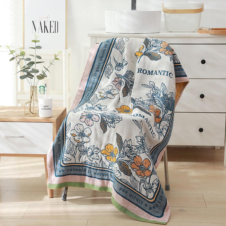 Flower Mixed Color Reversible Cotton Bath Towel | Stornfield