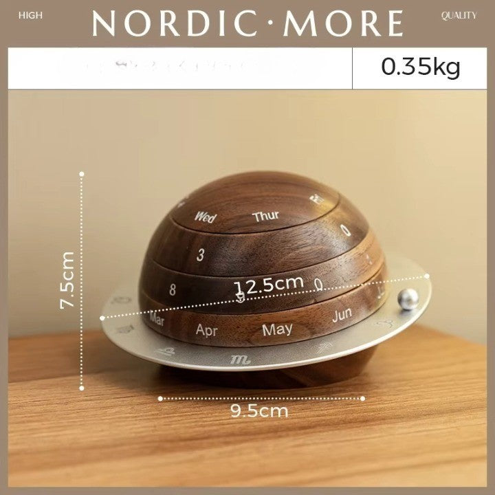 Cosmic Cycle Minimalist Rotating Wooden Calendar | Stornfield