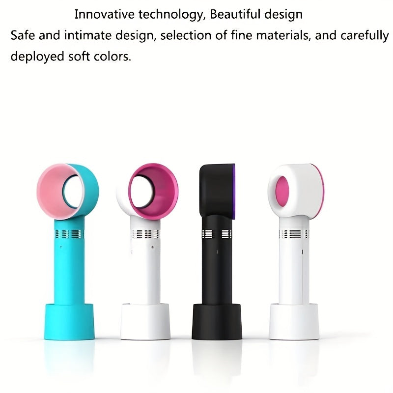 1pc USB Rechargeable Bladeless Handheld Fan - Portable Mini Desk Fan with 3 Speeds for Travel, Camping, Office, and Room Use | Stornfield