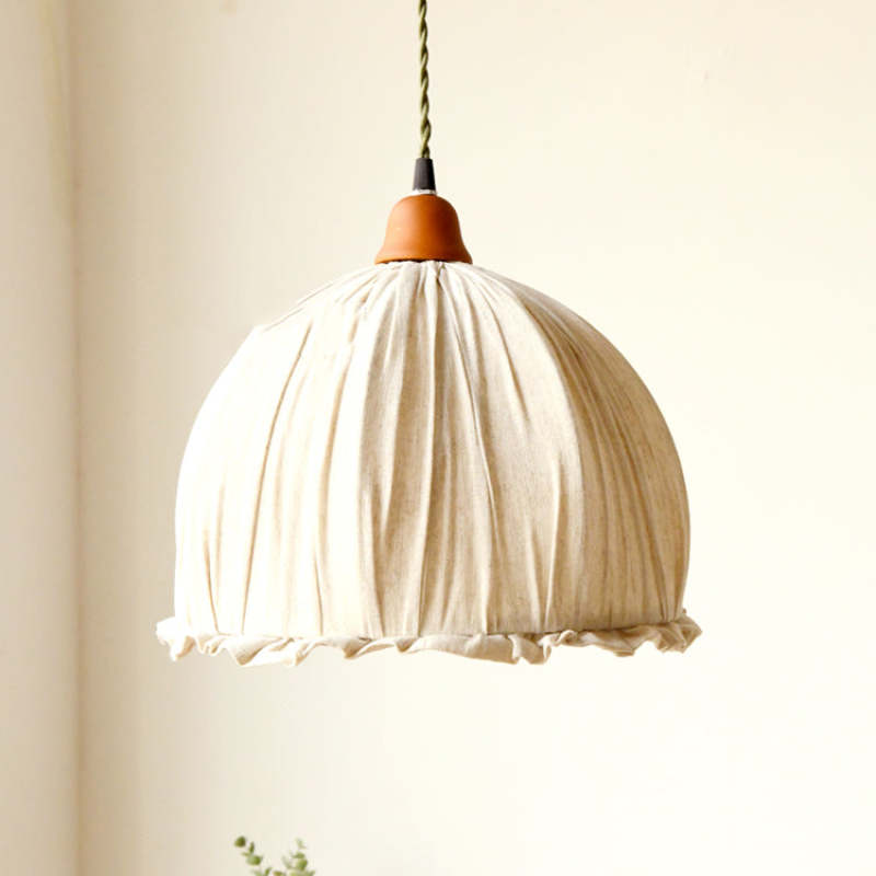 EcoLume - Minimalist Scandinavian LED Pendant Light Beige Fabric Shade, AdjustaStornfielde for Living Room and Dining Room | Stornfield