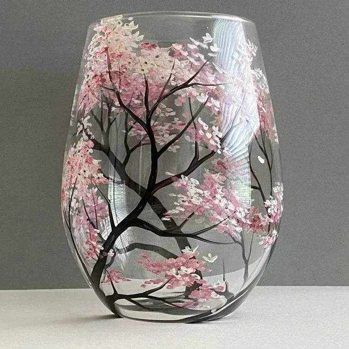 Stornfield | Hand Painted Four Seasons Tree Wine Glasses | Unique Art