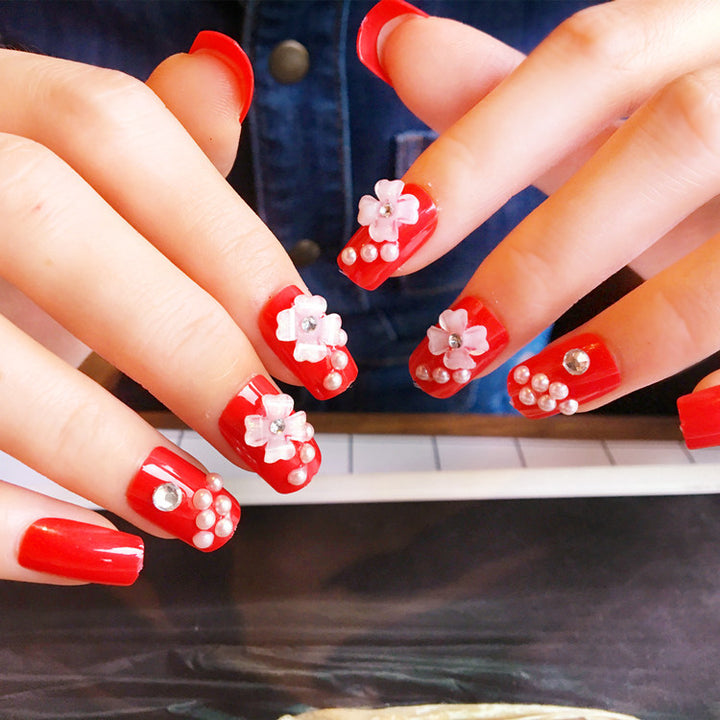 Floral Embellished Press-On Nail Set
