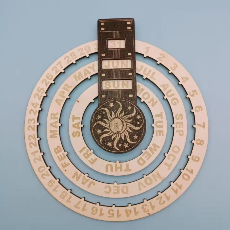 Wood Rotating Circular Perpetual Calendar | Stornfield
