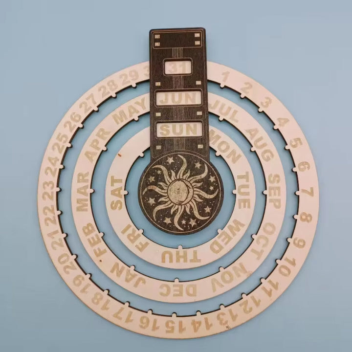 Wood Rotating Circular Perpetual Calendar | Stornfield