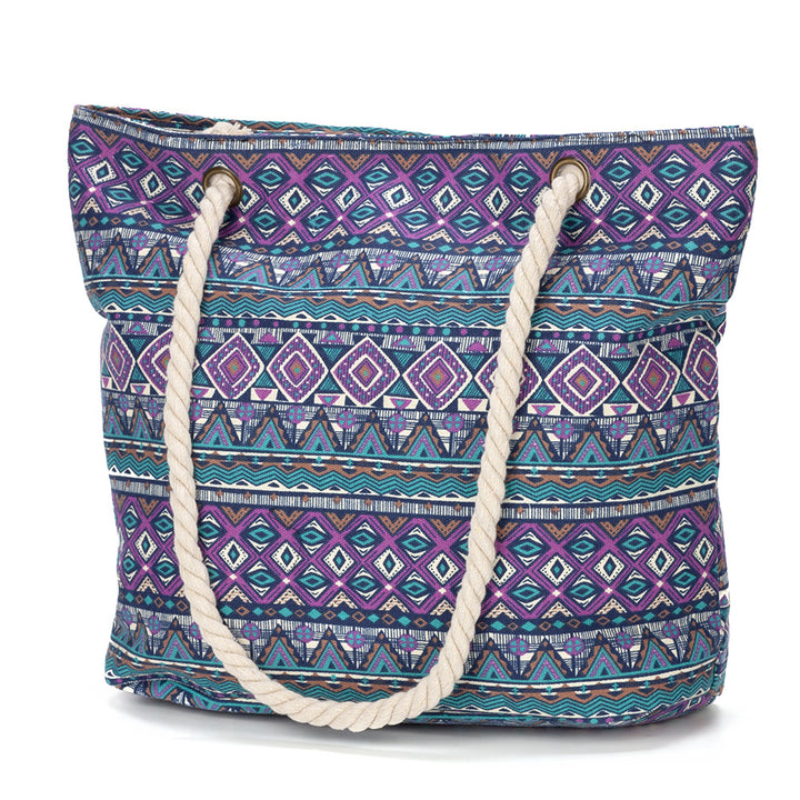 Beach bag with floral motifs and sturdy rope handles Stornfield