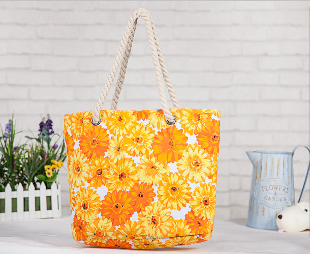 Beach bag with floral motifs and sturdy rope handles Stornfield