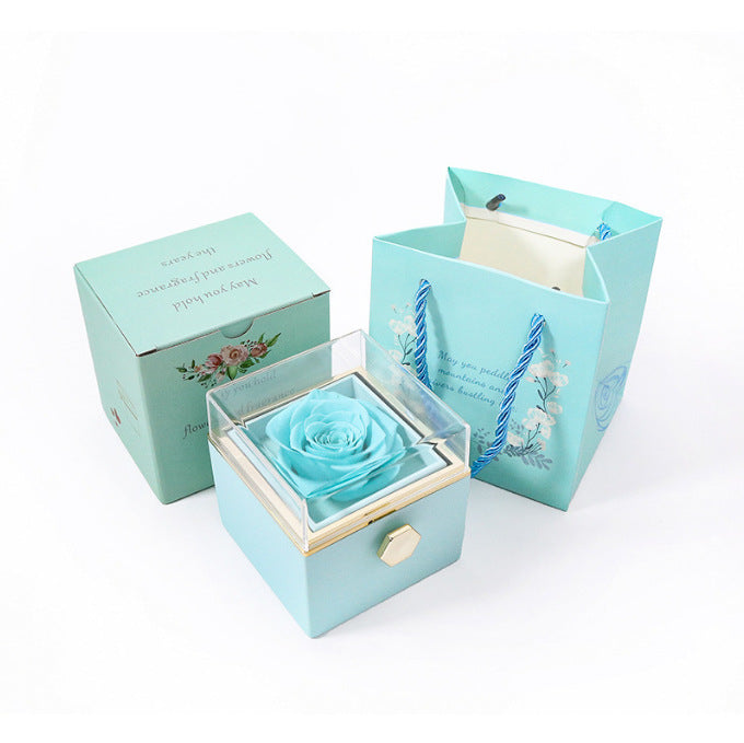 Stornfield | [Cadeau Idéal] Boîte de Rose Éternelle - Avec collier gravé & rose artificielle