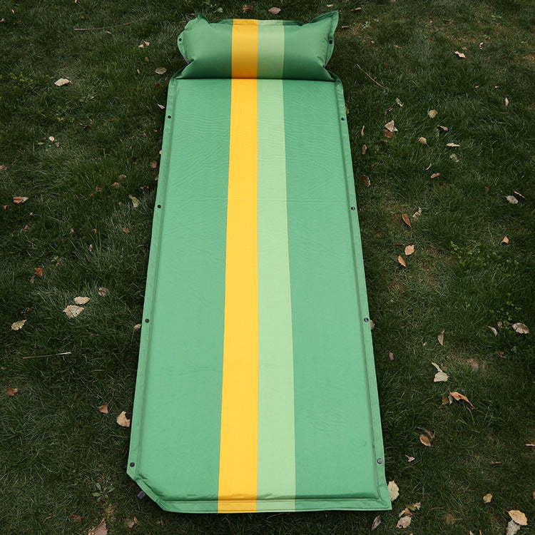 self-inflating camping sleeping pad with integrated pillow and insulated foam core Stornfield