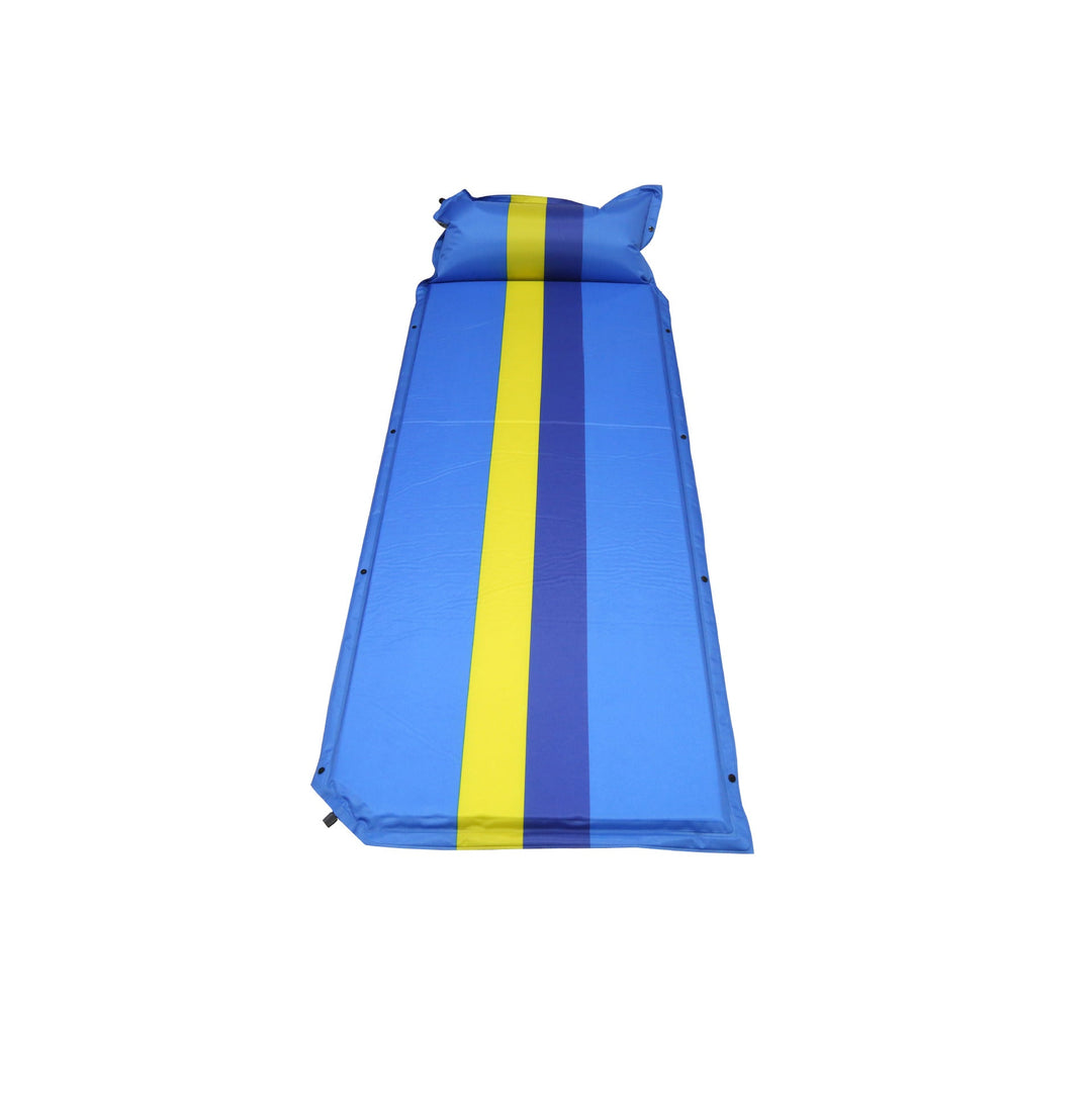 self-inflating camping sleeping pad with integrated pillow and insulated foam core Stornfield