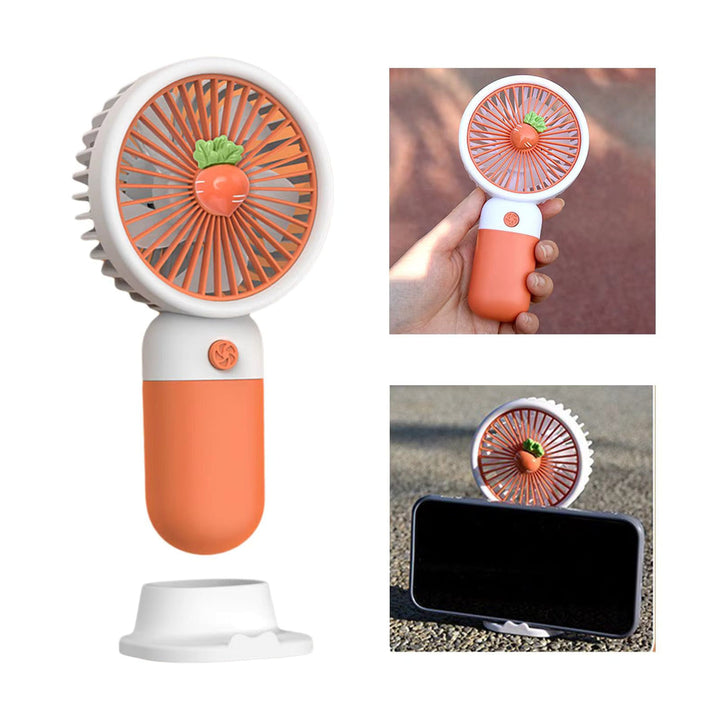 MTech Portable Handheld Fan – Strong Wind, Noiseless, Rechargeable Mini Fan With Base | Stornfield