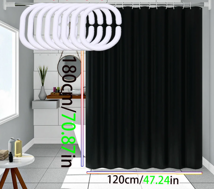 AquaShield Black Shower Curtain – Waterproof, Stylish and Eco-Friendly – Pure Black Design Stornfield