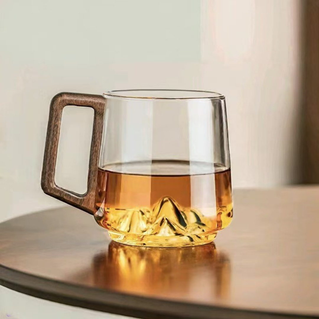 WoodGrip Glass Mug 400 ml with Wooden Handle for Hot and Cold | Stornfield