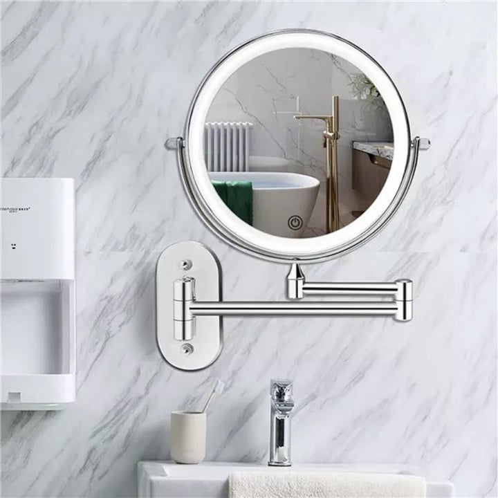 Illuminated wall mirror with 10x magnification and USB charging function | Stornfield