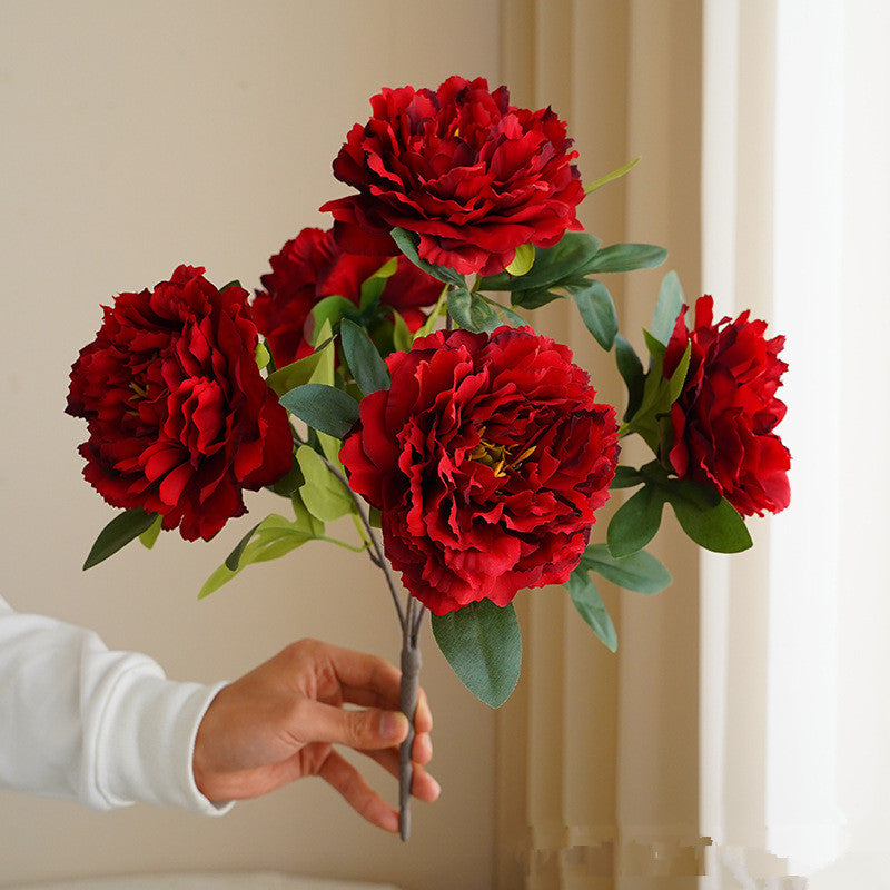 Artificial 5 large head peony flowers | Stornfield