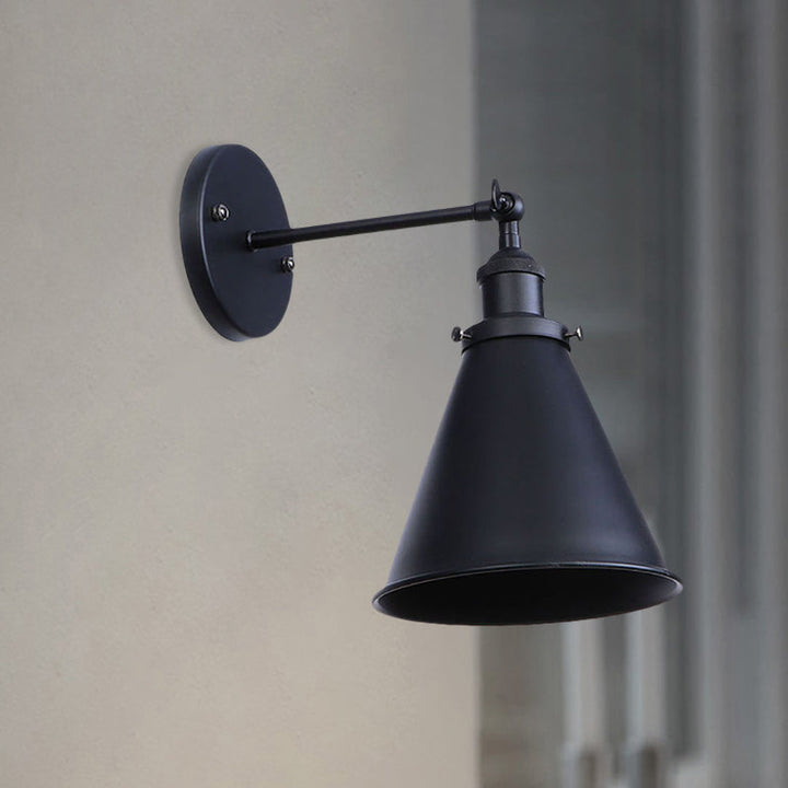 Stornfield | Black/Rust 1-Head Cone Adjustable Wrought Iron Wall Sconce Outdoor Wall Light