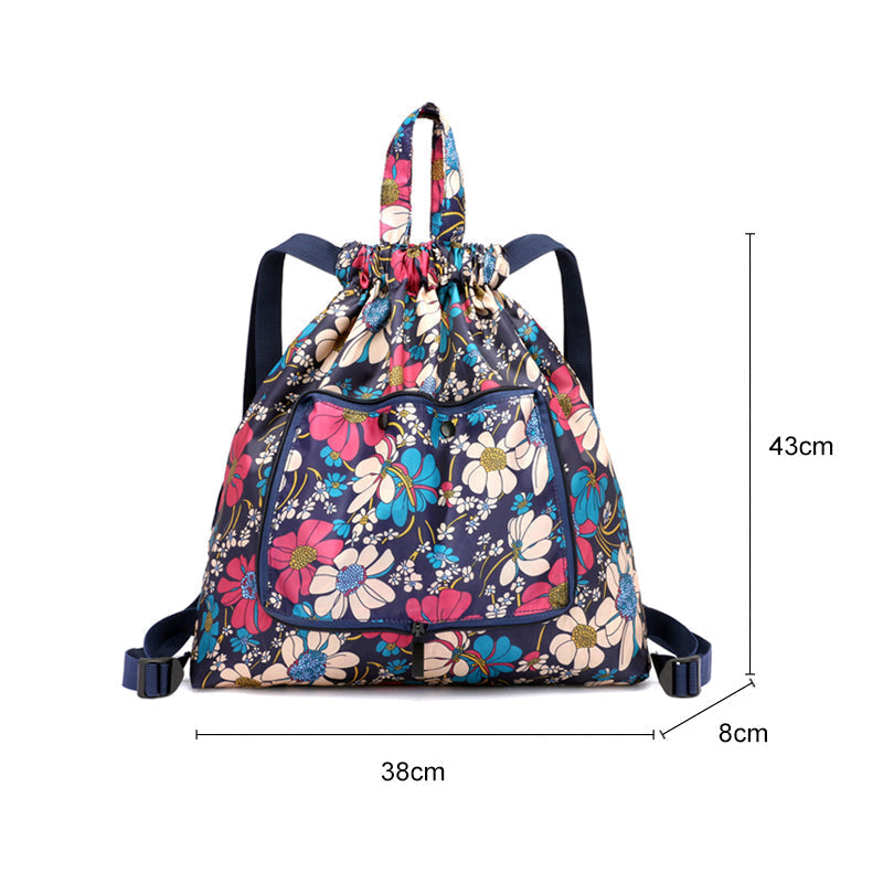 Foldable Printed Nylon Backpack with Drawstring | Stornfield
