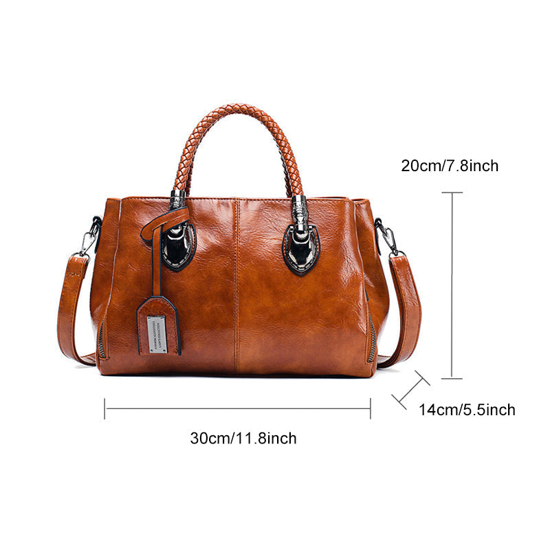 New handbags made of oil wax leather Boston, large tote bag made of soft leather | Stornfield
