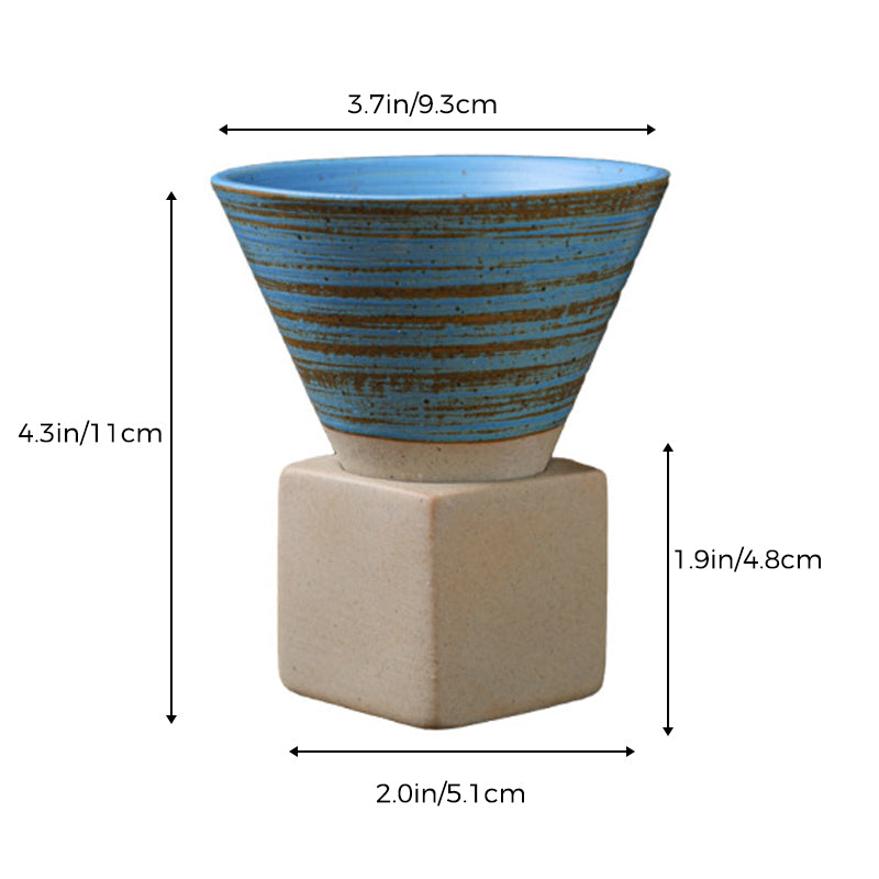 Coarse Pottery Coffee Mug with Conical Seam Base Cup & Base Set | Stornfield