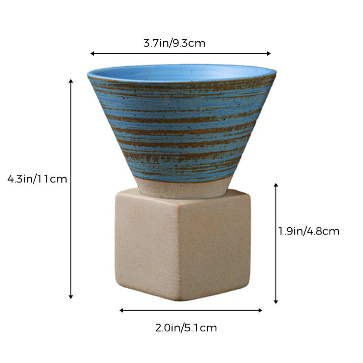 Coarse Pottery Coffee Mug with Conical Seam Base Cup & Base Set | Stornfield