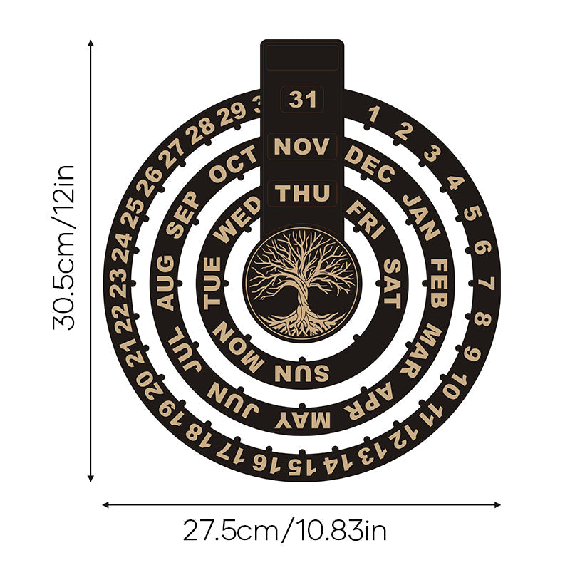 Wood Rotating Circular Perpetual Calendar | Stornfield