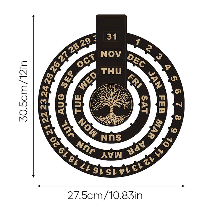 Wood Rotating Circular Perpetual Calendar | Stornfield