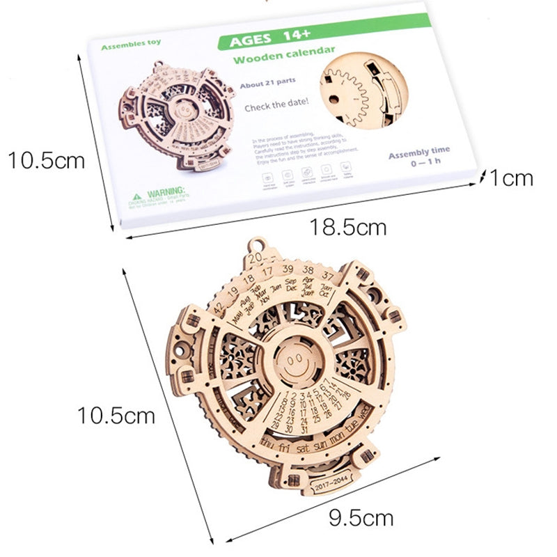 Wooden Mechanical Gear Perpetual Calendar Model Kits | Stornfield